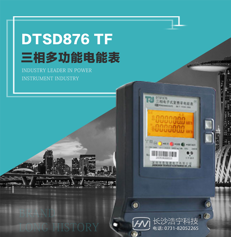 產(chǎn)品型號(hào)：DTSD876 TF型三相多功能電能表
精度等級(jí)：有功0.5級(jí) 1.0級(jí)；無(wú)功2.0級(jí)&nbsp;
額定電壓： 3×100V 3×380V 3×57.7/100V 3×220/380V&nbsp;
額定電流： 1(2)A～30(100)A&nbsp;
頻 率： -40℃～+70℃&nbsp;
工作溫度：≤0.5S&nbsp;
顯示方式： ≥1000mAh&nbsp;
整機(jī)功耗： ≥10年&nbsp;
重量： 約1.5kg&nbsp;
外形尺寸： 267.9mm×170.7mm×78.5mm